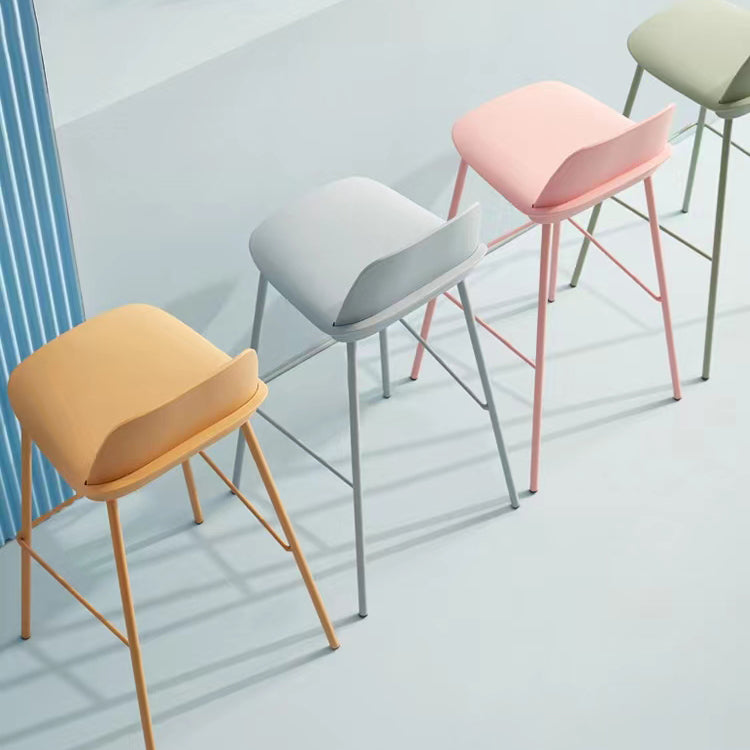 Plastic Stool Contemporary Low Back Bar Height Stool with Metal Legs