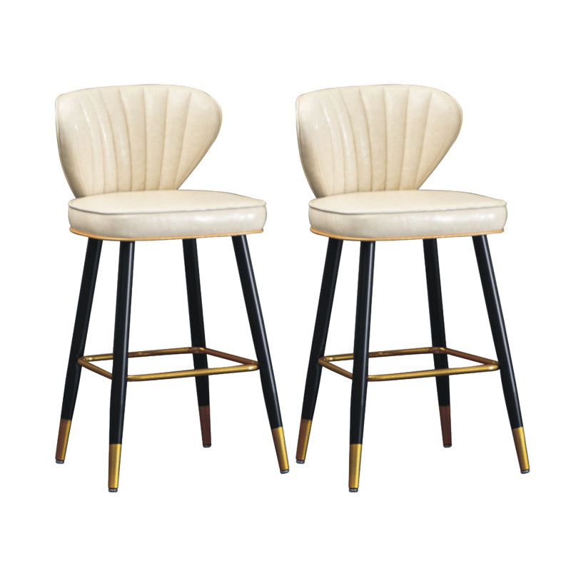 Nordic Style Bar Stool Metal Counter Bar Stool for Restaurant Off-White 2 Piece Set Clearhalo 'Bar Furniture' 'Bar Stools' 'bar_stools' 'furn' 'furn_bar_stools' 'Furniture' 'furniture_bar_stools' 'Kitchen & Dining Furniture' 6152428