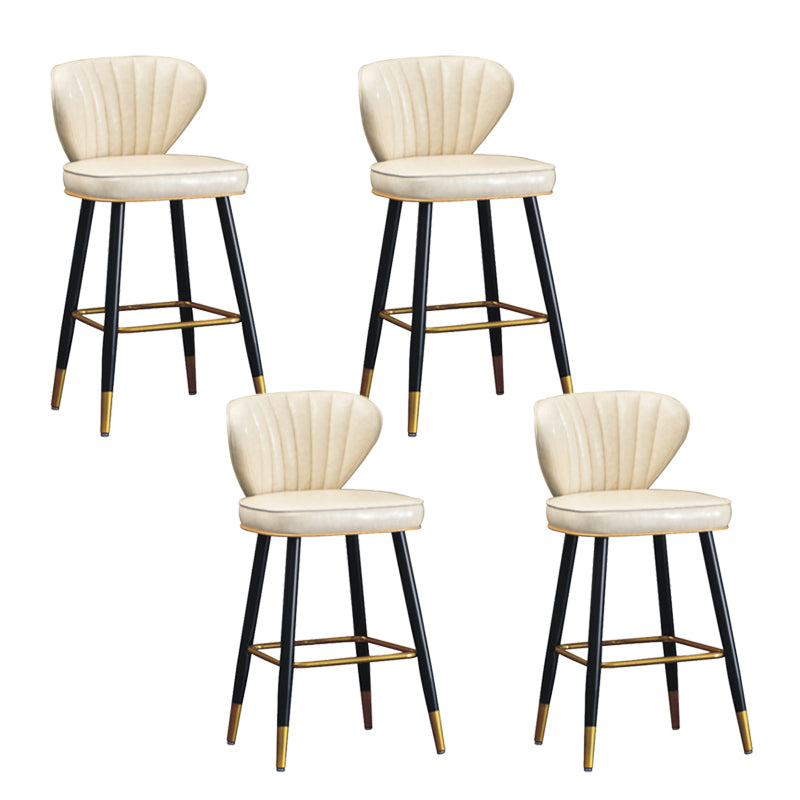 Nordic Style Bar Stool Metal Counter Bar Stool for Restaurant Off-White 4 Piece Set Clearhalo 'Bar Furniture' 'Bar Stools' 'bar_stools' 'furn' 'furn_bar_stools' 'Furniture' 'furniture_bar_stools' 'Kitchen & Dining Furniture' 6152430