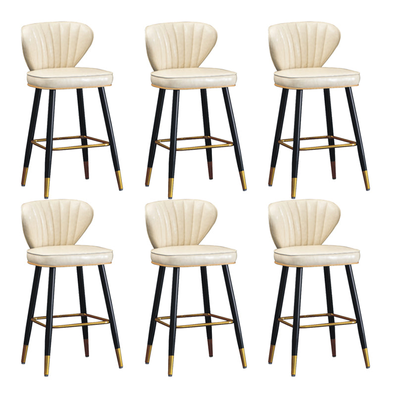 Nordic Style Bar Stool Metal Counter Bar Stool for Restaurant Off-White 6 Piece Set Clearhalo 'Bar Furniture' 'Bar Stools' 'bar_stools' 'furn' 'furn_bar_stools' 'Furniture' 'furniture_bar_stools' 'Kitchen & Dining Furniture' 6152433