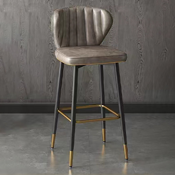 Nordic Style Bar Stool Metal Counter Bar Stool for Restaurant Light Gray 1 Piece Clearhalo 'Bar Furniture' 'Bar Stools' 'bar_stools' 'furn' 'furn_bar_stools' 'Furniture' 'furniture_bar_stools' 'Kitchen & Dining Furniture' 6152441