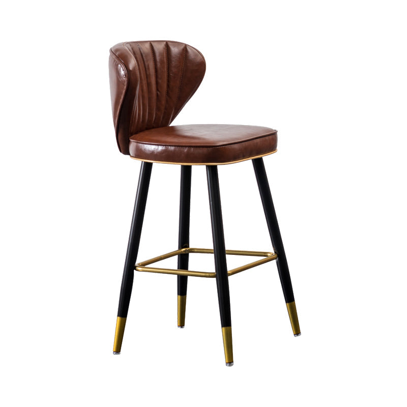 Nordic Style Bar Stool Metal Counter Bar Stool for Restaurant Red Brown 1 Piece Clearhalo 'Bar Furniture' 'Bar Stools' 'bar_stools' 'furn' 'furn_bar_stools' 'Furniture' 'furniture_bar_stools' 'Kitchen & Dining Furniture' 6152449