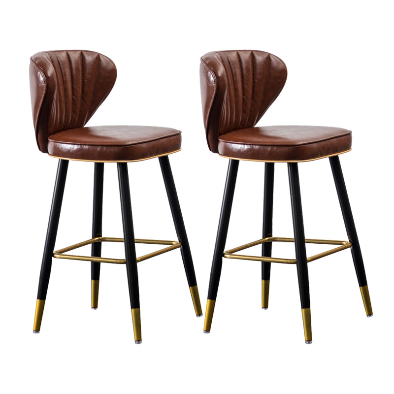 Nordic Style Bar Stool Metal Counter Bar Stool for Restaurant Red Brown 2 Piece Set Clearhalo 'Bar Furniture' 'Bar Stools' 'bar_stools' 'furn' 'furn_bar_stools' 'Furniture' 'furniture_bar_stools' 'Kitchen & Dining Furniture' 6152450