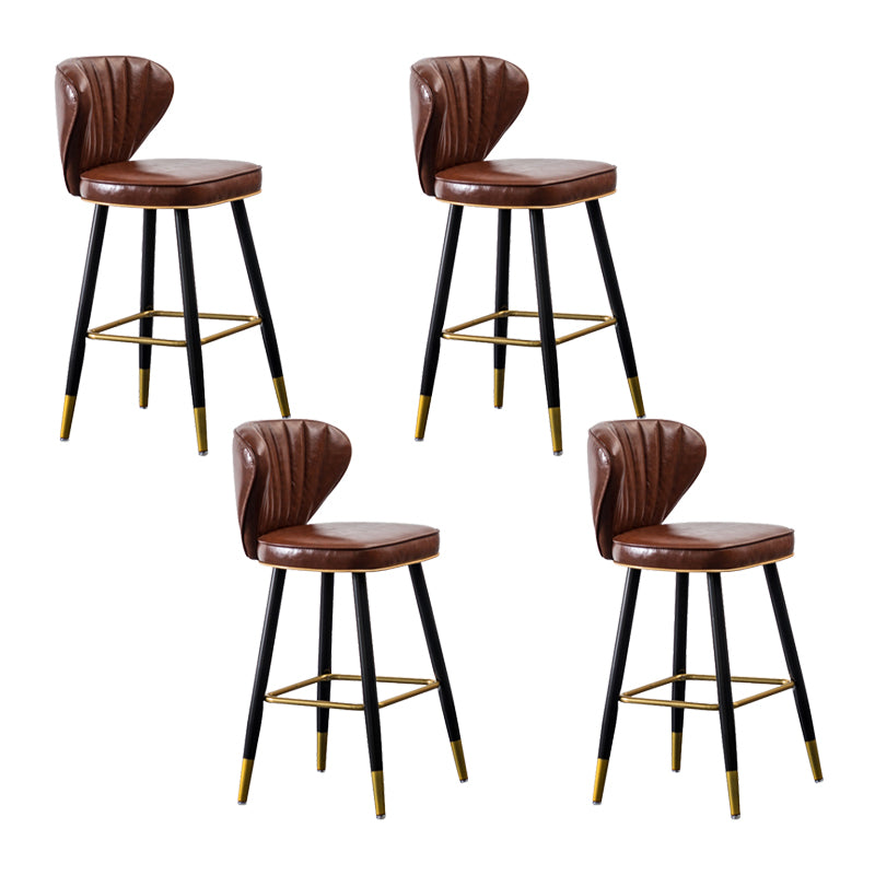 Nordic Style Bar Stool Metal Counter Bar Stool for Restaurant Red Brown 4 Piece Set Clearhalo 'Bar Furniture' 'Bar Stools' 'bar_stools' 'furn' 'furn_bar_stools' 'Furniture' 'furniture_bar_stools' 'Kitchen & Dining Furniture' 6152451