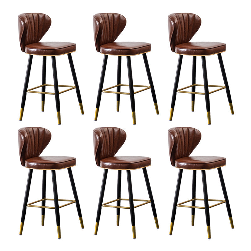 Nordic Style Bar Stool Metal Counter Bar Stool for Restaurant Red Brown 6 Piece Set Clearhalo 'Bar Furniture' 'Bar Stools' 'bar_stools' 'furn' 'furn_bar_stools' 'Furniture' 'furniture_bar_stools' 'Kitchen & Dining Furniture' 6152452