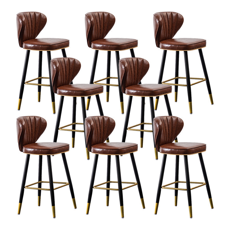 Nordic Style Bar Stool Metal Counter Bar Stool for Restaurant Red Brown 8 Piece Set Clearhalo 'Bar Furniture' 'Bar Stools' 'bar_stools' 'furn' 'furn_bar_stools' 'Furniture' 'furniture_bar_stools' 'Kitchen & Dining Furniture' 6152453