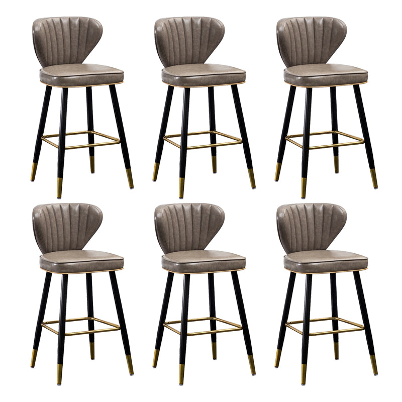 Nordic Style Bar Stool Metal Counter Bar Stool for Restaurant Light Gray 6 Piece Set Clearhalo 'Bar Furniture' 'Bar Stools' 'bar_stools' 'furn' 'furn_bar_stools' 'Furniture' 'furniture_bar_stools' 'Kitchen & Dining Furniture' 6152456