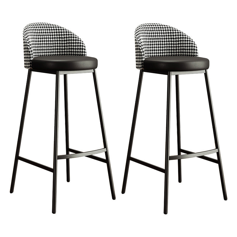 Glam Bucket Leather Counter-height Stool Footrest Indoor Bar and Counter Stool Black Black 2 Piece Set Clearhalo 'Bar Furniture' 'Bar Stools' 'bar_stools' 'furn' 'furn_bar_stools' 'Furniture' 'Kitchen & Dining Furniture' 6152463