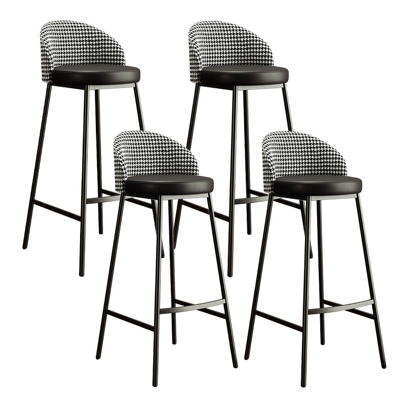 Glam Bucket Leather Counter-height Stool Footrest Indoor Bar and Counter Stool Black Black 4 Piece Set Clearhalo 'Bar Furniture' 'Bar Stools' 'bar_stools' 'furn' 'furn_bar_stools' 'Furniture' 'Kitchen & Dining Furniture' 6152464