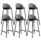 Glam Bucket Leather Counter-height Stool Footrest Indoor Bar and Counter Stool Black Black 6 Piece Set Clearhalo 'Bar Furniture' 'Bar Stools' 'bar_stools' 'furn' 'furn_bar_stools' 'Furniture' 'Kitchen & Dining Furniture' 6152467