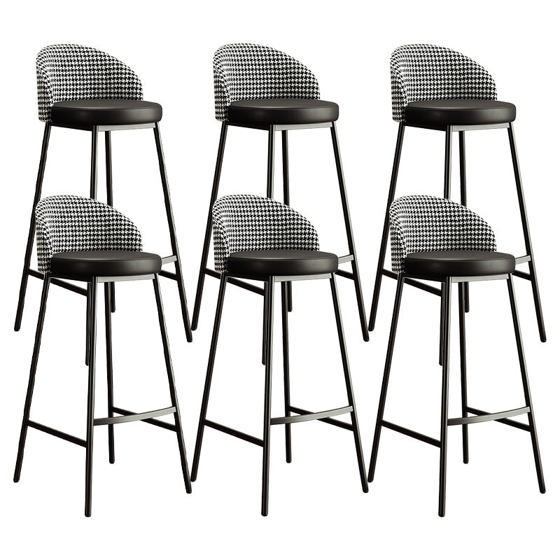 Glam Bucket Leather Counter-height Stool Footrest Indoor Bar and Counter Stool Black Black 6 Piece Set Clearhalo 'Bar Furniture' 'Bar Stools' 'bar_stools' 'furn' 'furn_bar_stools' 'Furniture' 'Kitchen & Dining Furniture' 6152467