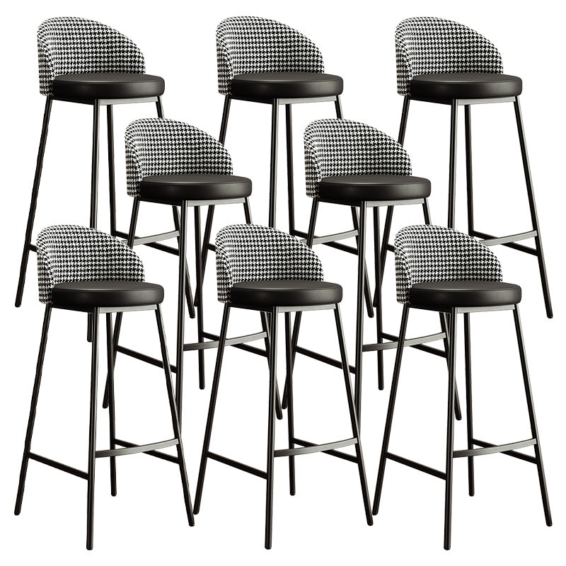 Glam Bucket Leather Counter-height Stool Footrest Indoor Bar and Counter Stool Black Black 8 Piece Set Clearhalo 'Bar Furniture' 'Bar Stools' 'bar_stools' 'furn' 'furn_bar_stools' 'Furniture' 'Kitchen & Dining Furniture' 6152469