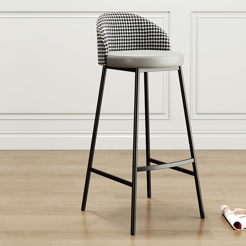 Glam Bucket Leather Counter-height Stool Footrest Indoor Bar and Counter Stool Black Gray 1 Piece Clearhalo 'Bar Furniture' 'Bar Stools' 'bar_stools' 'furn' 'furn_bar_stools' 'Furniture' 'Kitchen & Dining Furniture' 6152470