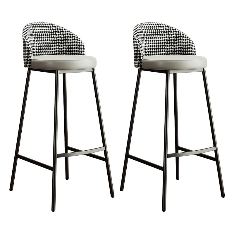 Glam Bucket Leather Counter-height Stool Footrest Indoor Bar and Counter Stool Black Gray 2 Piece Set Clearhalo 'Bar Furniture' 'Bar Stools' 'bar_stools' 'furn' 'furn_bar_stools' 'Furniture' 'Kitchen & Dining Furniture' 6152472