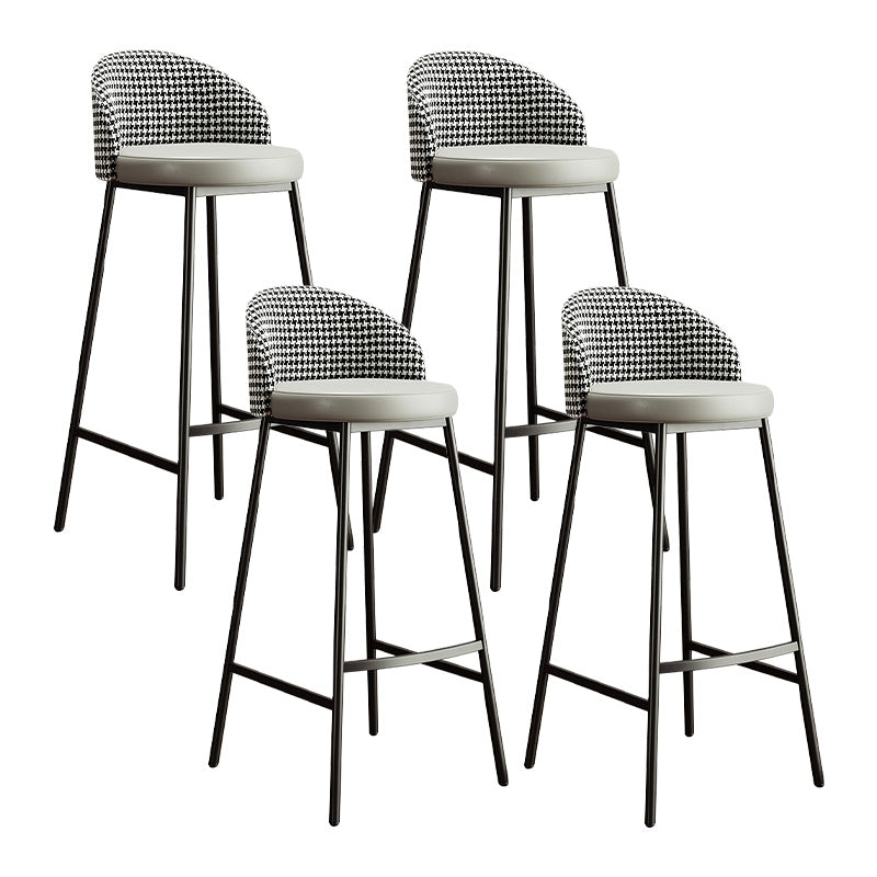 Glam Bucket Leather Counter-height Stool Footrest Indoor Bar and Counter Stool Black Gray 4 Piece Set Clearhalo 'Bar Furniture' 'Bar Stools' 'bar_stools' 'furn' 'furn_bar_stools' 'Furniture' 'Kitchen & Dining Furniture' 6152475