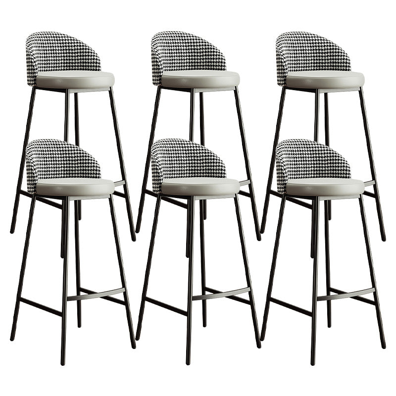 Glam Bucket Leather Counter-height Stool Footrest Indoor Bar and Counter Stool Black Gray 6 Piece Set Clearhalo 'Bar Furniture' 'Bar Stools' 'bar_stools' 'furn' 'furn_bar_stools' 'Furniture' 'Kitchen & Dining Furniture' 6152477