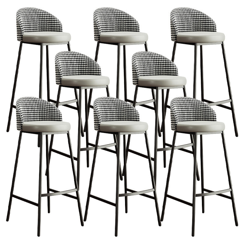 Glam Bucket Leather Counter-height Stool Footrest Indoor Bar and Counter Stool Black Gray 8 Piece Set Clearhalo 'Bar Furniture' 'Bar Stools' 'bar_stools' 'furn' 'furn_bar_stools' 'Furniture' 'Kitchen & Dining Furniture' 6152478