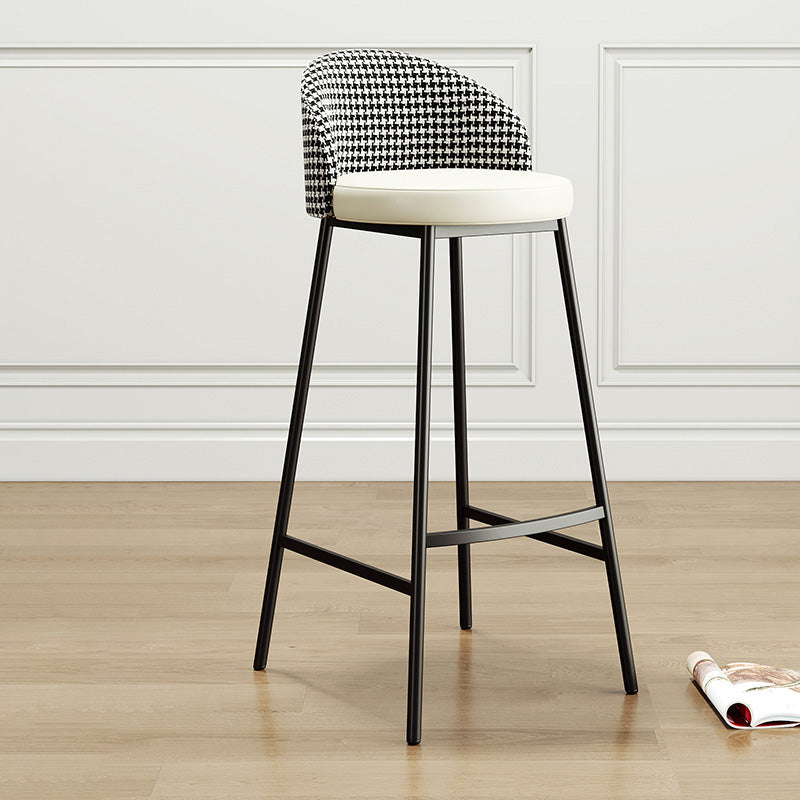 Glam Bucket Leather Counter-height Stool Footrest Indoor Bar and Counter Stool Black Beige 1 Piece Clearhalo 'Bar Furniture' 'Bar Stools' 'bar_stools' 'furn' 'furn_bar_stools' 'Furniture' 'Kitchen & Dining Furniture' 6152479