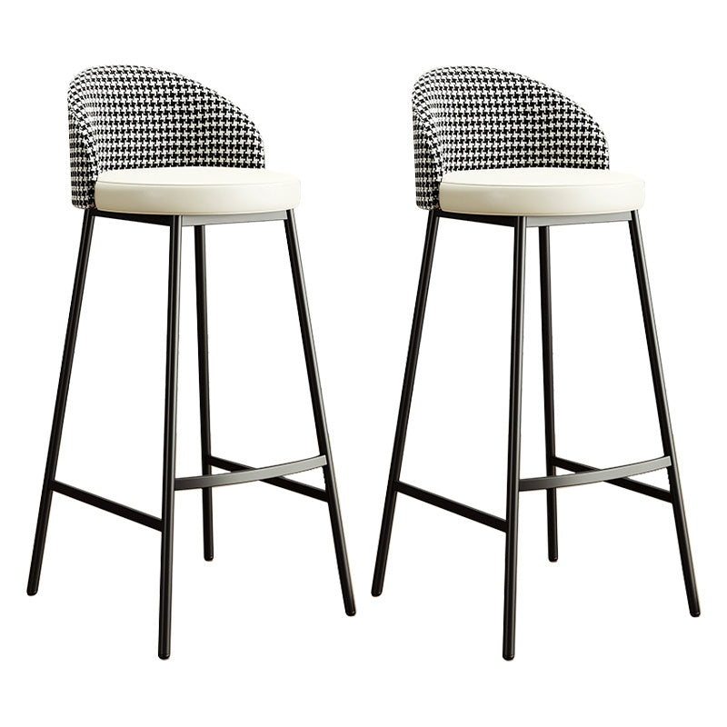 Glam Bucket Leather Counter-height Stool Footrest Indoor Bar and Counter Stool Black Beige 2 Piece Set Clearhalo 'Bar Furniture' 'Bar Stools' 'bar_stools' 'furn' 'furn_bar_stools' 'Furniture' 'Kitchen & Dining Furniture' 6152480