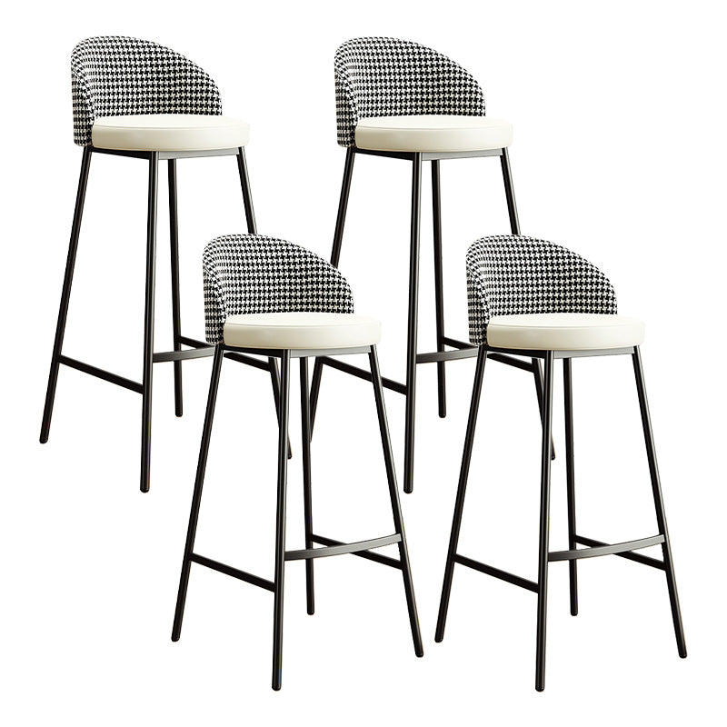 Glam Bucket Leather Counter-height Stool Footrest Indoor Bar and Counter Stool Black Beige 4 Piece Set Clearhalo 'Bar Furniture' 'Bar Stools' 'bar_stools' 'furn' 'furn_bar_stools' 'Furniture' 'Kitchen & Dining Furniture' 6152481