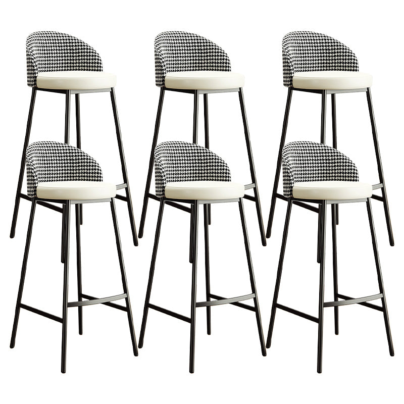Glam Bucket Leather Counter-height Stool Footrest Indoor Bar and Counter Stool Black Beige 6 Piece Set Clearhalo 'Bar Furniture' 'Bar Stools' 'bar_stools' 'furn' 'furn_bar_stools' 'Furniture' 'Kitchen & Dining Furniture' 6152482