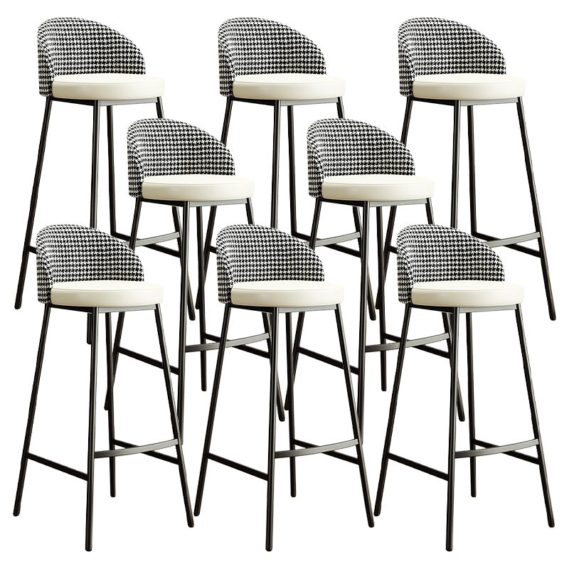 Glam Bucket Leather Counter-height Stool Footrest Indoor Bar and Counter Stool Black Beige 8 Piece Set Clearhalo 'Bar Furniture' 'Bar Stools' 'bar_stools' 'furn' 'furn_bar_stools' 'Furniture' 'Kitchen & Dining Furniture' 6152483