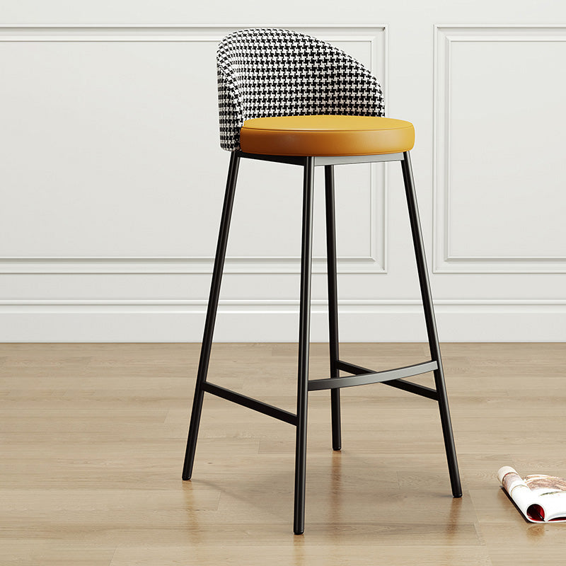 Glam Bucket Leather Counter-height Stool Footrest Indoor Bar and Counter Stool Black Yellow 1 Piece Clearhalo 'Bar Furniture' 'Bar Stools' 'bar_stools' 'furn' 'furn_bar_stools' 'Furniture' 'Kitchen & Dining Furniture' 6152484