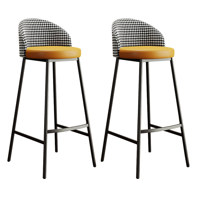 Glam Bucket Leather Counter-height Stool Footrest Indoor Bar and Counter Stool Black Yellow 2 Piece Set Clearhalo 'Bar Furniture' 'Bar Stools' 'bar_stools' 'furn' 'furn_bar_stools' 'Furniture' 'Kitchen & Dining Furniture' 6152485