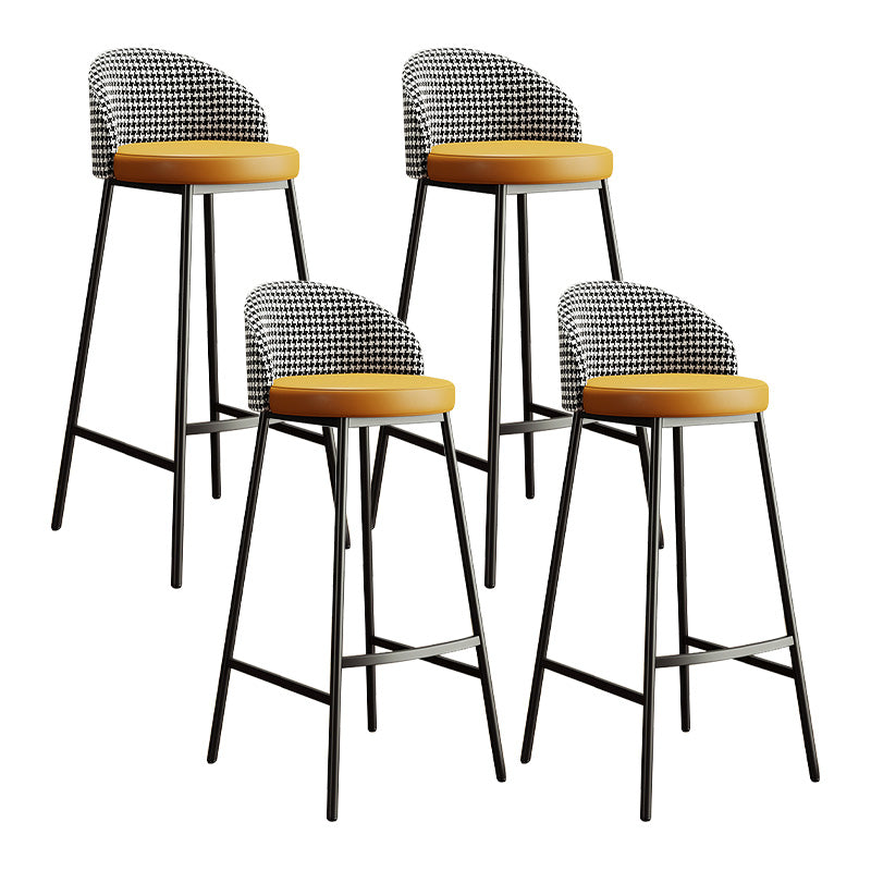 Glam Bucket Leather Counter-height Stool Footrest Indoor Bar and Counter Stool Black Yellow 4 Piece Set Clearhalo 'Bar Furniture' 'Bar Stools' 'bar_stools' 'furn' 'furn_bar_stools' 'Furniture' 'Kitchen & Dining Furniture' 6152486