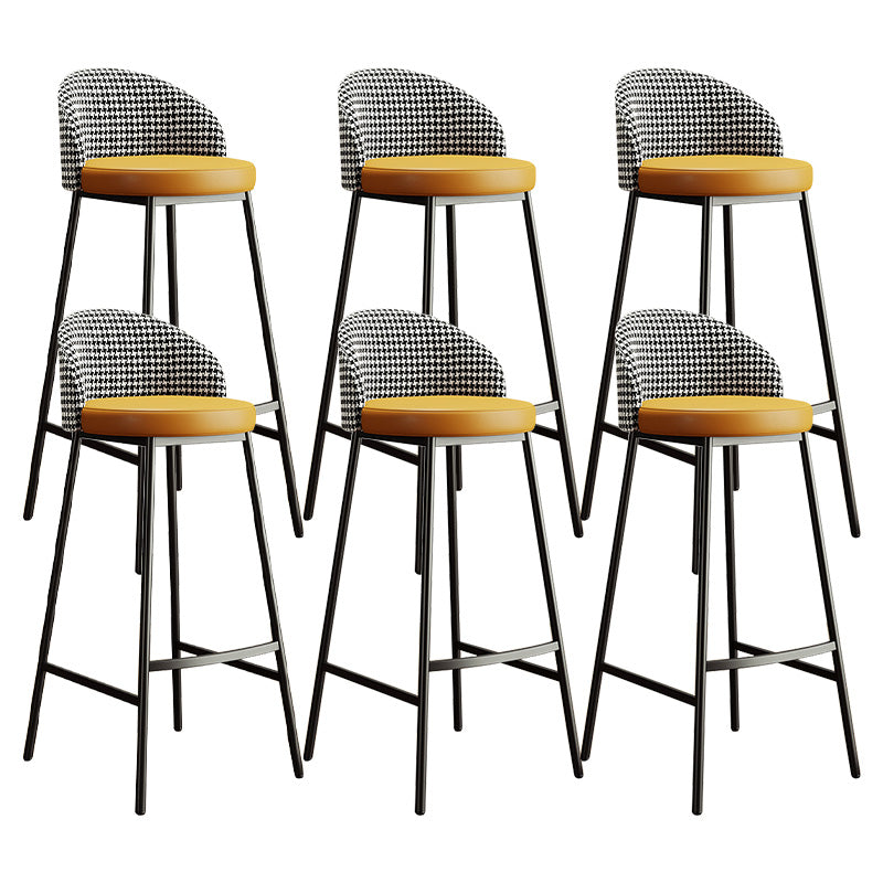 Glam Bucket Leather Counter-height Stool Footrest Indoor Bar and Counter Stool Black Yellow 6 Piece Set Clearhalo 'Bar Furniture' 'Bar Stools' 'bar_stools' 'furn' 'furn_bar_stools' 'Furniture' 'Kitchen & Dining Furniture' 6152487