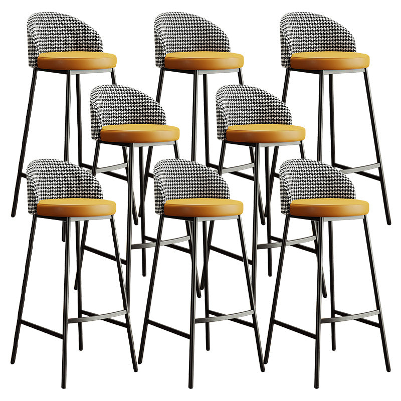 Glam Bucket Leather Counter-height Stool Footrest Indoor Bar and Counter Stool Black Yellow 8 Piece Set Clearhalo 'Bar Furniture' 'Bar Stools' 'bar_stools' 'furn' 'furn_bar_stools' 'Furniture' 'Kitchen & Dining Furniture' 6152488