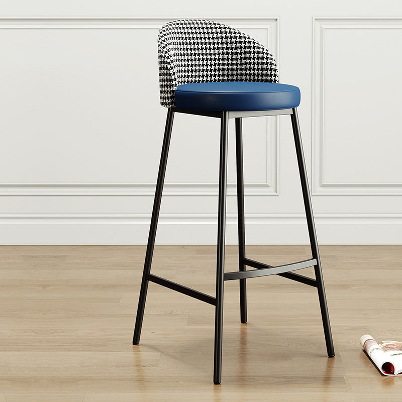 Glam Bucket Leather Counter-height Stool Footrest Indoor Bar and Counter Stool Black Blue 1 Piece Clearhalo 'Bar Furniture' 'Bar Stools' 'bar_stools' 'furn' 'furn_bar_stools' 'Furniture' 'Kitchen & Dining Furniture' 6152489