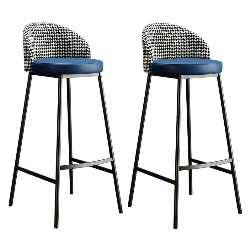 Glam Bucket Leather Counter-height Stool Footrest Indoor Bar and Counter Stool Black Blue 2 Piece Set Clearhalo 'Bar Furniture' 'Bar Stools' 'bar_stools' 'furn' 'furn_bar_stools' 'Furniture' 'Kitchen & Dining Furniture' 6152490