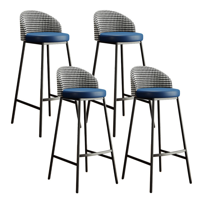 Glam Bucket Leather Counter-height Stool Footrest Indoor Bar and Counter Stool Black Blue 4 Piece Set Clearhalo 'Bar Furniture' 'Bar Stools' 'bar_stools' 'furn' 'furn_bar_stools' 'Furniture' 'Kitchen & Dining Furniture' 6152491