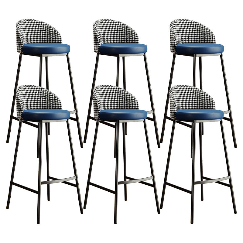 Glam Bucket Leather Counter-height Stool Footrest Indoor Bar and Counter Stool Black Blue 6 Piece Set Clearhalo 'Bar Furniture' 'Bar Stools' 'bar_stools' 'furn' 'furn_bar_stools' 'Furniture' 'Kitchen & Dining Furniture' 6152492