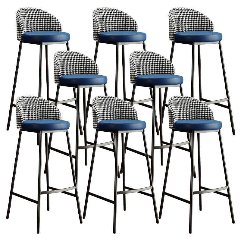 Glam Bucket Leather Counter-height Stool Footrest Indoor Bar and Counter Stool Black Blue 8 Piece Set Clearhalo 'Bar Furniture' 'Bar Stools' 'bar_stools' 'furn' 'furn_bar_stools' 'Furniture' 'Kitchen & Dining Furniture' 6152493