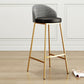 Glam Bucket Leather Counter-height Stool Footrest Indoor Bar and Counter Stool Gold Black 1 Piece Clearhalo 'Bar Furniture' 'Bar Stools' 'bar_stools' 'furn' 'furn_bar_stools' 'Furniture' 'Kitchen & Dining Furniture' 6152494