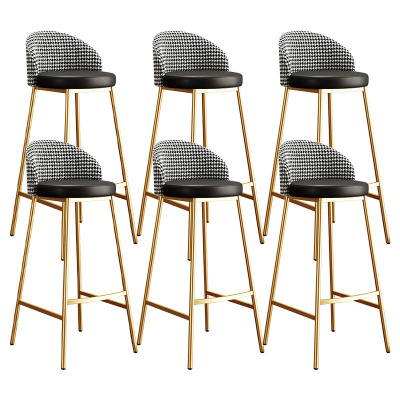 Glam Bucket Leather Counter-height Stool Footrest Indoor Bar and Counter Stool Gold Black 6 Piece Set Clearhalo 'Bar Furniture' 'Bar Stools' 'bar_stools' 'furn' 'furn_bar_stools' 'Furniture' 'Kitchen & Dining Furniture' 6152497