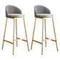 Glam Bucket Leather Counter-height Stool Footrest Indoor Bar and Counter Stool Gold Gray 2 Piece Set Clearhalo 'Bar Furniture' 'Bar Stools' 'bar_stools' 'furn' 'furn_bar_stools' 'Furniture' 'Kitchen & Dining Furniture' 6152500