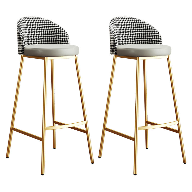 Glam Bucket Leather Counter-height Stool Footrest Indoor Bar and Counter Stool Gold Gray 2 Piece Set Clearhalo 'Bar Furniture' 'Bar Stools' 'bar_stools' 'furn' 'furn_bar_stools' 'Furniture' 'Kitchen & Dining Furniture' 6152500