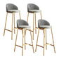 Glam Bucket Leather Counter-height Stool Footrest Indoor Bar and Counter Stool Gold Gray 4 Piece Set Clearhalo 'Bar Furniture' 'Bar Stools' 'bar_stools' 'furn' 'furn_bar_stools' 'Furniture' 'Kitchen & Dining Furniture' 6152501
