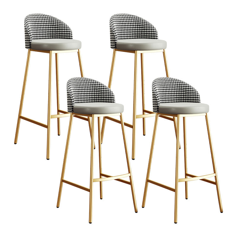 Glam Bucket Leather Counter-height Stool Footrest Indoor Bar and Counter Stool Gold Gray 4 Piece Set Clearhalo 'Bar Furniture' 'Bar Stools' 'bar_stools' 'furn' 'furn_bar_stools' 'Furniture' 'Kitchen & Dining Furniture' 6152501