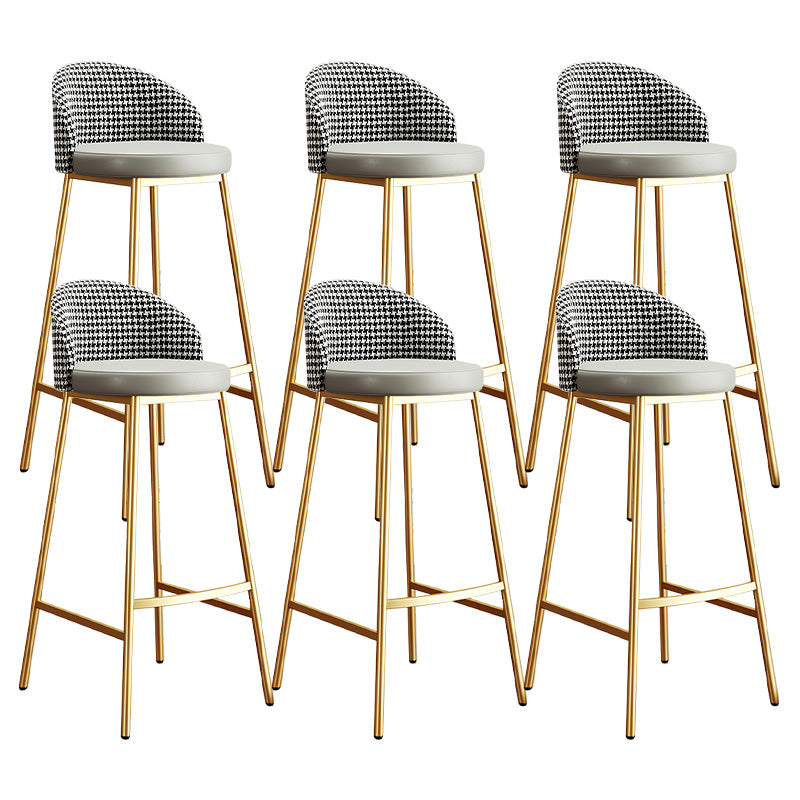 Glam Bucket Leather Counter-height Stool Footrest Indoor Bar and Counter Stool Gold Gray 6 Piece Set Clearhalo 'Bar Furniture' 'Bar Stools' 'bar_stools' 'furn' 'furn_bar_stools' 'Furniture' 'Kitchen & Dining Furniture' 6152502