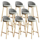 Glam Bucket Leather Counter-height Stool Footrest Indoor Bar and Counter Stool Gold Gray 8 Piece Set Clearhalo 'Bar Furniture' 'Bar Stools' 'bar_stools' 'furn' 'furn_bar_stools' 'Furniture' 'Kitchen & Dining Furniture' 6152503