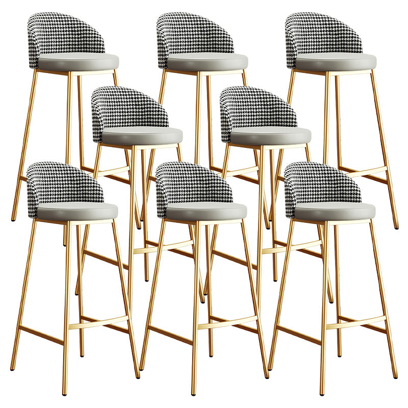 Glam Bucket Leather Counter-height Stool Footrest Indoor Bar and Counter Stool Gold Gray 8 Piece Set Clearhalo 'Bar Furniture' 'Bar Stools' 'bar_stools' 'furn' 'furn_bar_stools' 'Furniture' 'Kitchen & Dining Furniture' 6152503