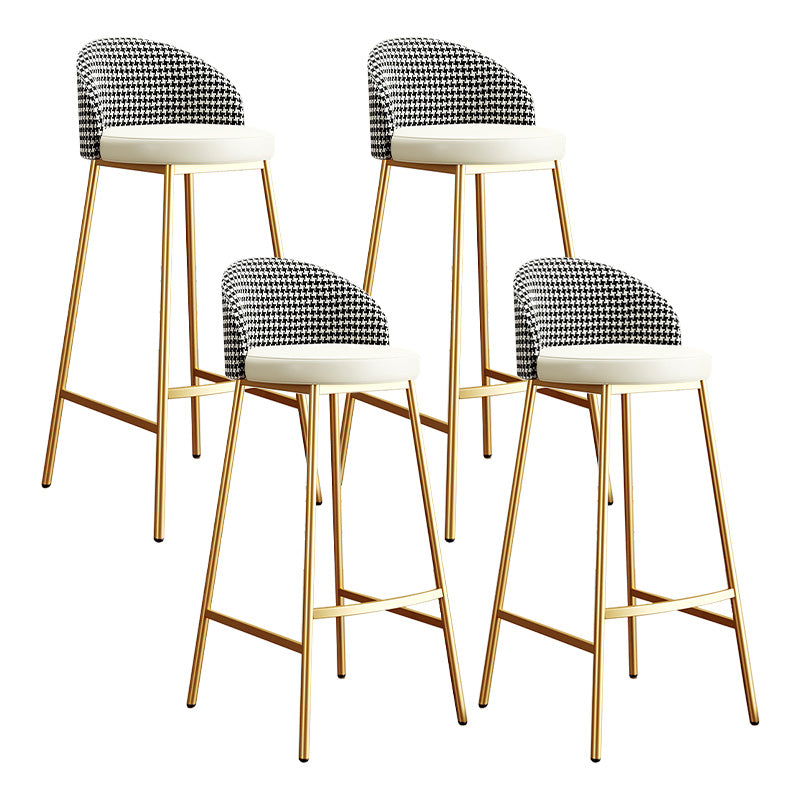 Glam Bucket Leather Counter-height Stool Footrest Indoor Bar and Counter Stool Gold Beige 4 Piece Set Clearhalo 'Bar Furniture' 'Bar Stools' 'bar_stools' 'furn' 'furn_bar_stools' 'Furniture' 'Kitchen & Dining Furniture' 6152506