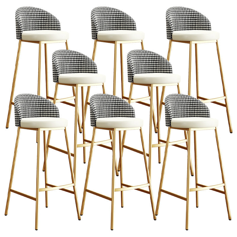 Glam Bucket Leather Counter-height Stool Footrest Indoor Bar and Counter Stool Gold Beige 8 Piece Set Clearhalo 'Bar Furniture' 'Bar Stools' 'bar_stools' 'furn' 'furn_bar_stools' 'Furniture' 'Kitchen & Dining Furniture' 6152508
