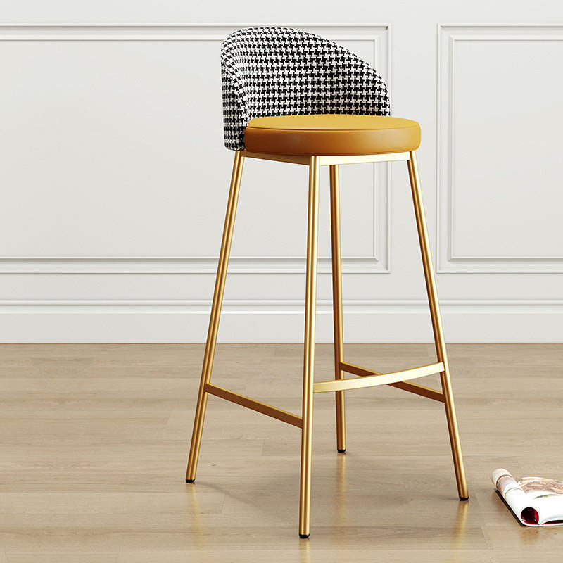 Glam Bucket Leather Counter-height Stool Footrest Indoor Bar and Counter Stool Gold Yellow 1 Piece Clearhalo 'Bar Furniture' 'Bar Stools' 'bar_stools' 'furn' 'furn_bar_stools' 'Furniture' 'Kitchen & Dining Furniture' 6152509