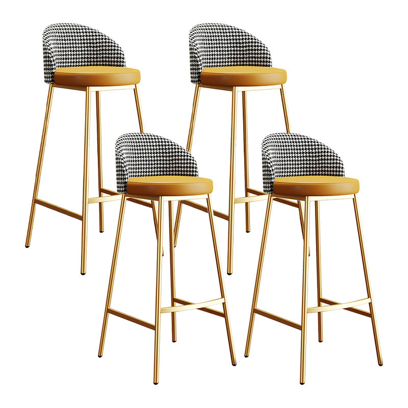 Glam Bucket Leather Counter-height Stool Footrest Indoor Bar and Counter Stool Gold Yellow 4 Piece Set Clearhalo 'Bar Furniture' 'Bar Stools' 'bar_stools' 'furn' 'furn_bar_stools' 'Furniture' 'Kitchen & Dining Furniture' 6152511