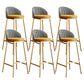 Glam Bucket Leather Counter-height Stool Footrest Indoor Bar and Counter Stool Gold Yellow 6 Piece Set Clearhalo 'Bar Furniture' 'Bar Stools' 'bar_stools' 'furn' 'furn_bar_stools' 'Furniture' 'Kitchen & Dining Furniture' 6152512